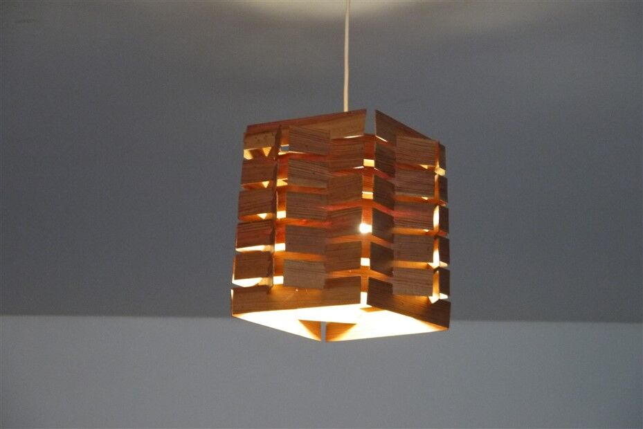 Scandinavian vintage wooden pendant lamp 1960