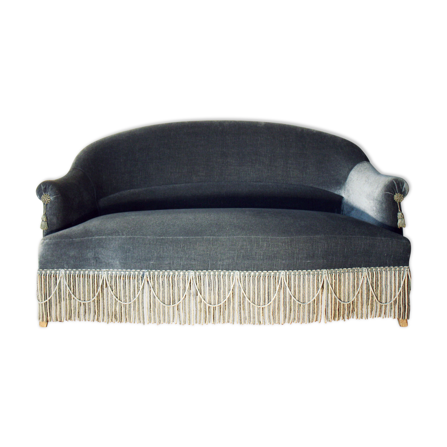 Peacock blue velvet toad bench