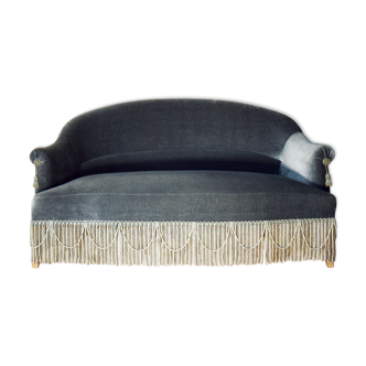 Peacock blue velvet toad bench