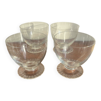 4 Verres À Vin / Coupes Champagnes En Cristal Daum Modèle Briancon