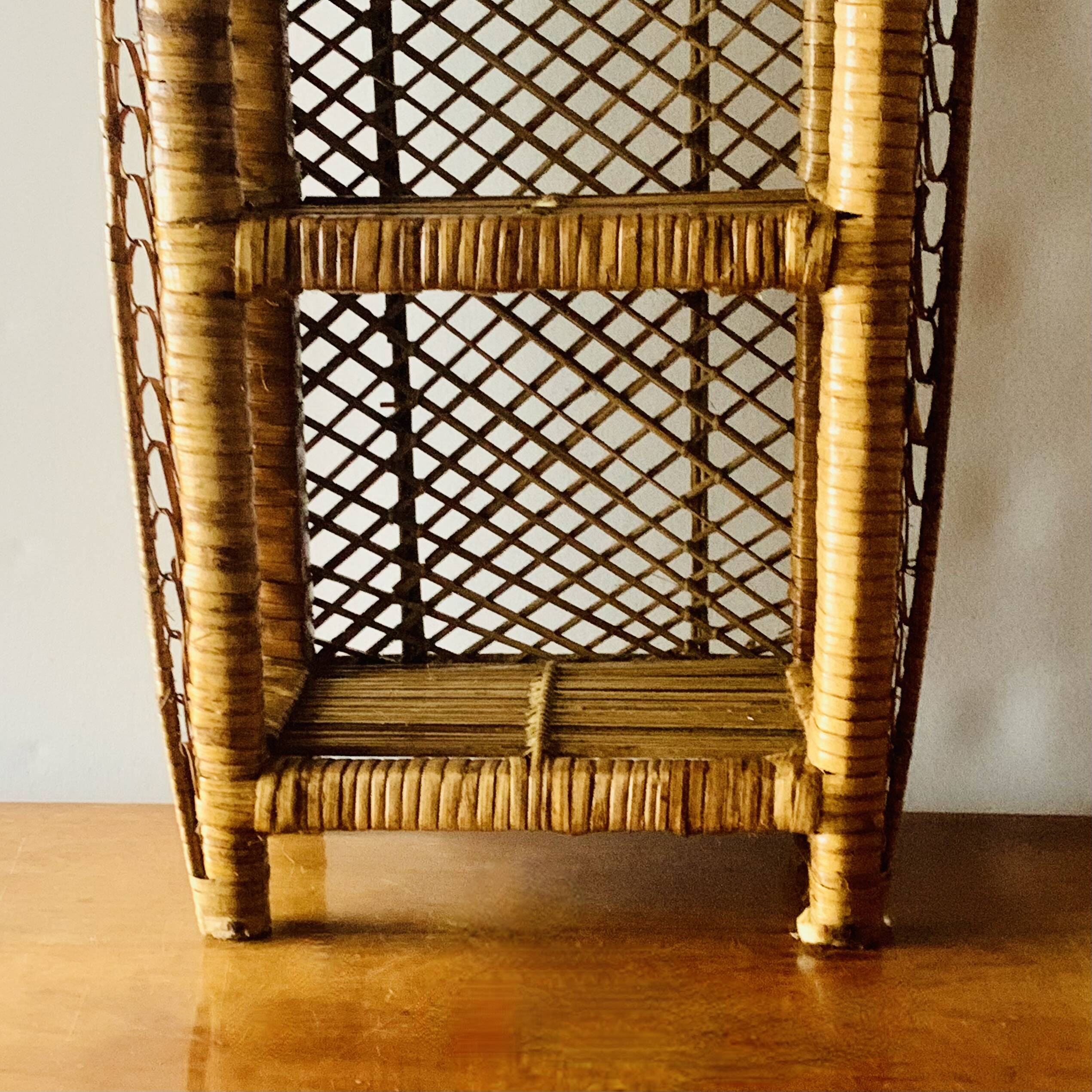 Vintage rattan and wicker shelf