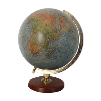 Globe terrestre vintage années 50/60 pied en bois