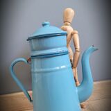 Blue enamelled coffee maker