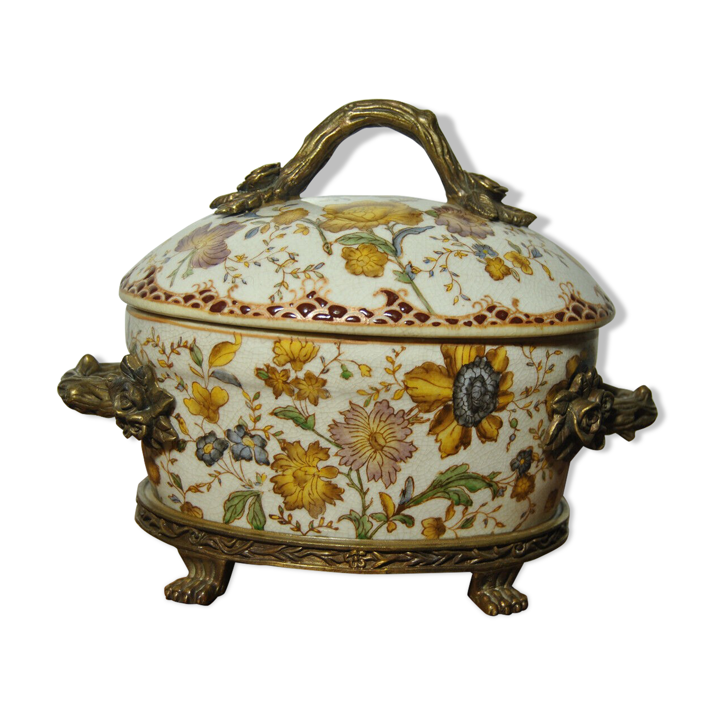 Porcelain ceramic box Wong Lee WL1895 bronze frame | Selency