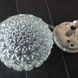 Vintage structured glass round ceiling lamp 60s-70s