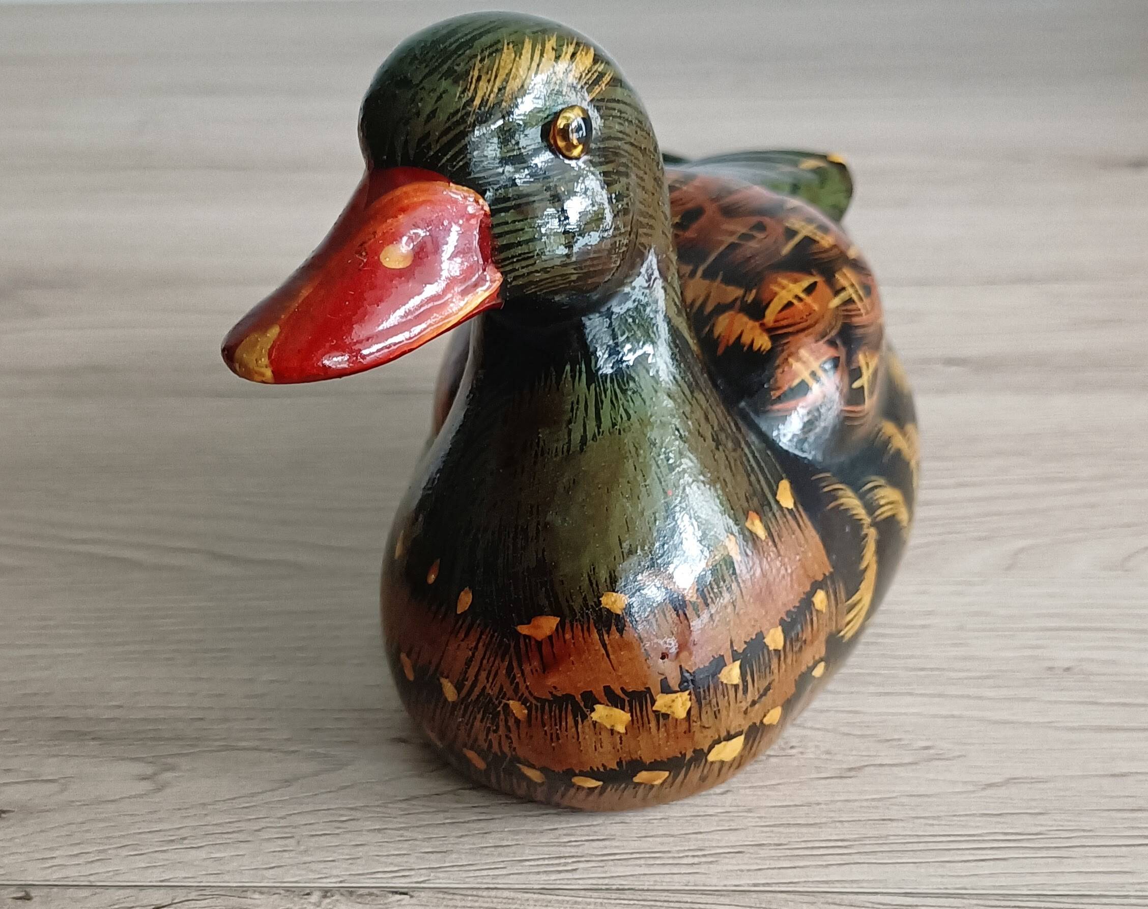 Decorative hand painted ceramic duck
