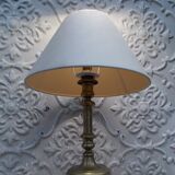 Old brass candle holder XIXth electrification vintage lampshade