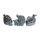 Set of 3 candle holders in glazed ceramic gray blue, shape "fish".