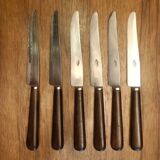 Set of 6 wooden handle knives