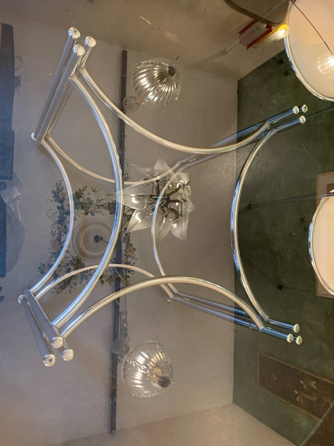 Ensemble table et chaises chrome et verre
