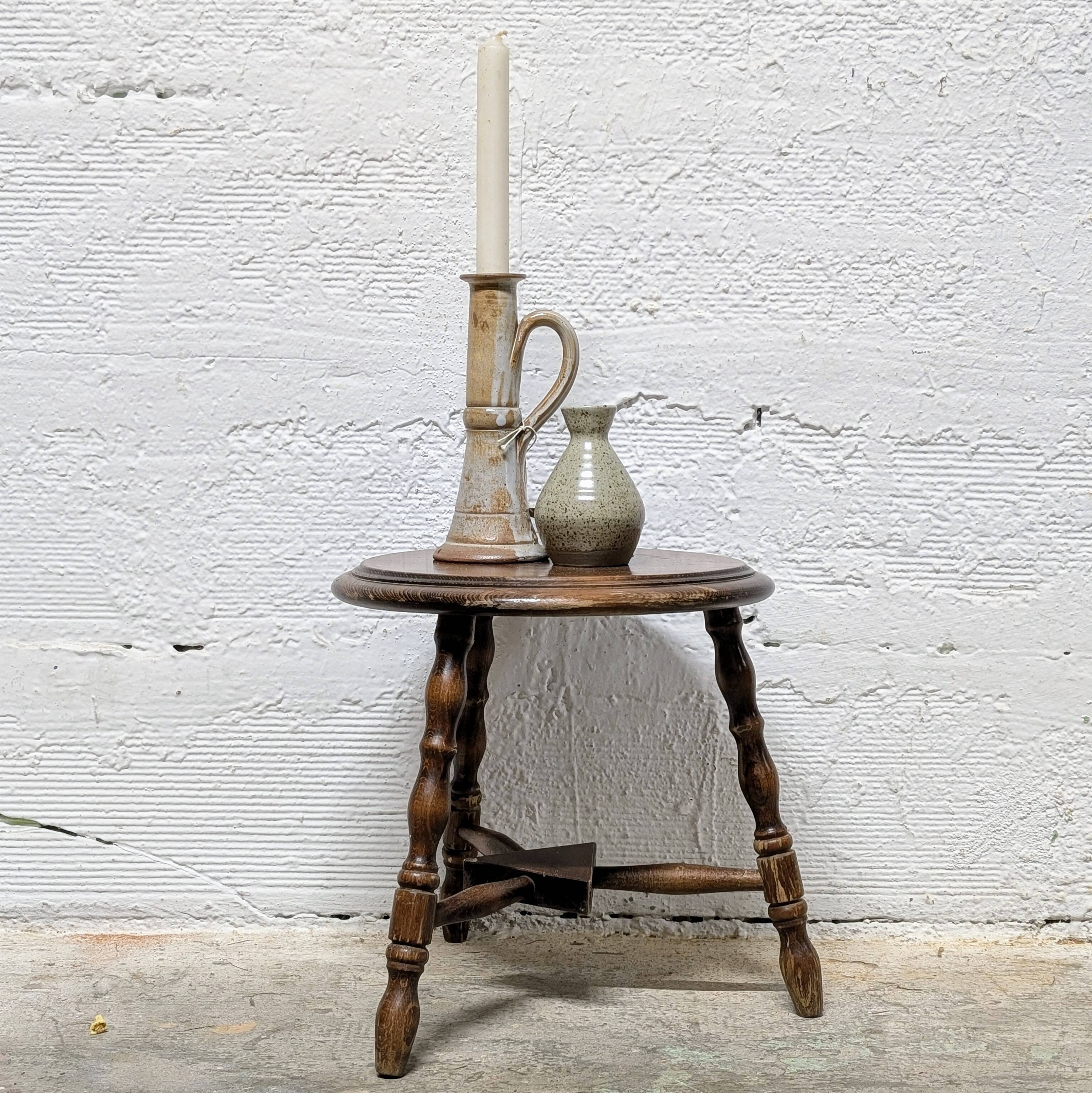 Small turned wooden tripod stool