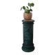 Pedestal column in green ceramic with flower and fruit decoration
