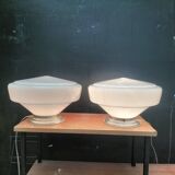 Paire de lampes opaline