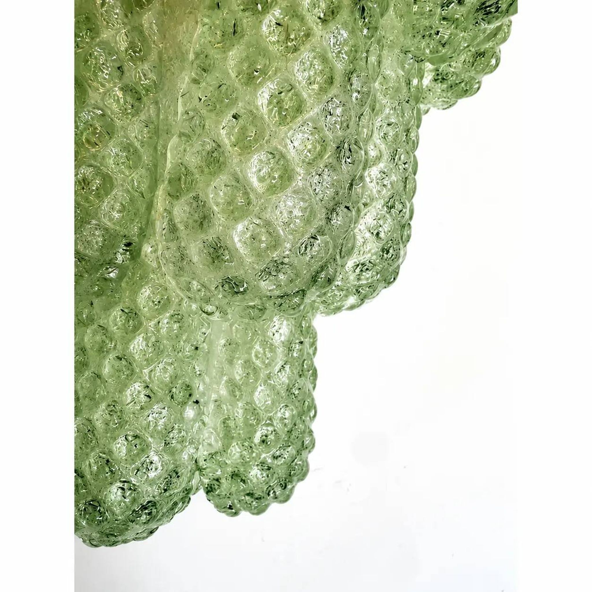 Graniglia Green “Conchiglie” Murano Glass Gold Wall Sconce by Simoeng Lot o