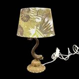 Small vintage lamp in brass & onyx – fish motif – 1950s/60s
