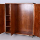 Restored Bauhaus Wardrobe, by Hynek Gottwald, Walnut, Chrome, Czech, 1930s