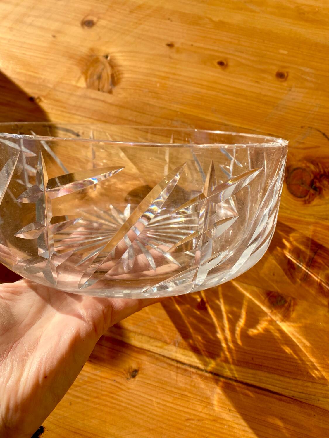 Chiseled crystal salad bowl