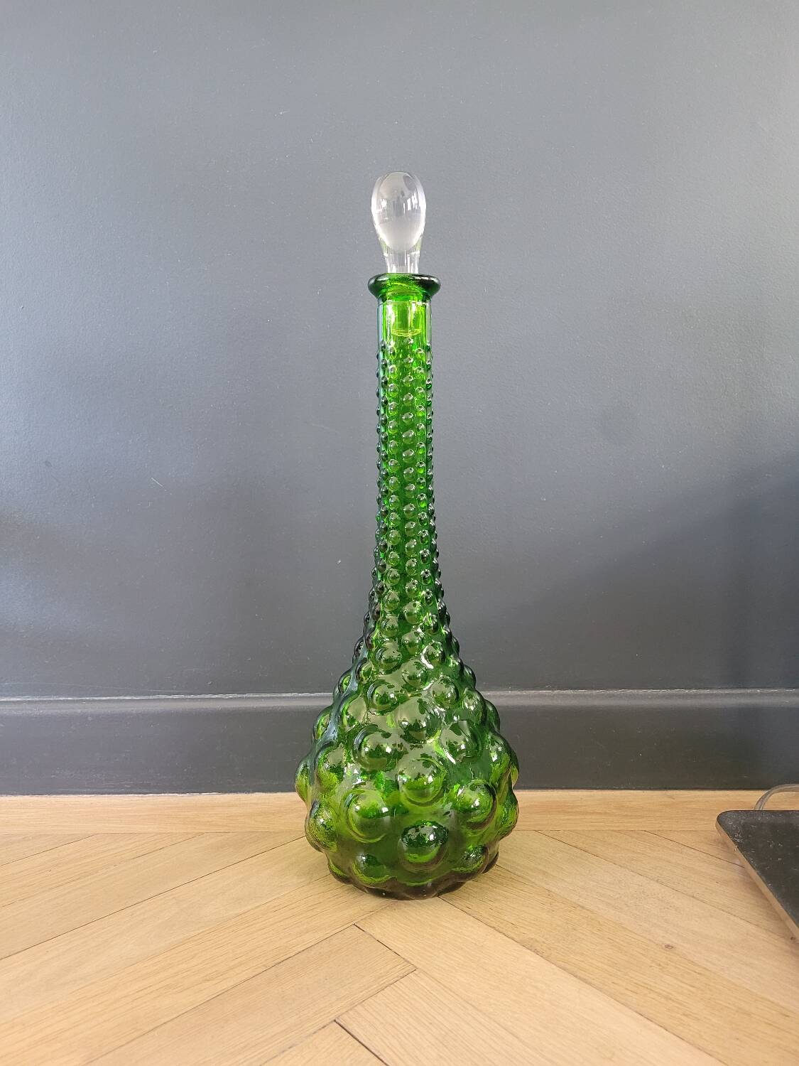 Vintage green Empoli carafe