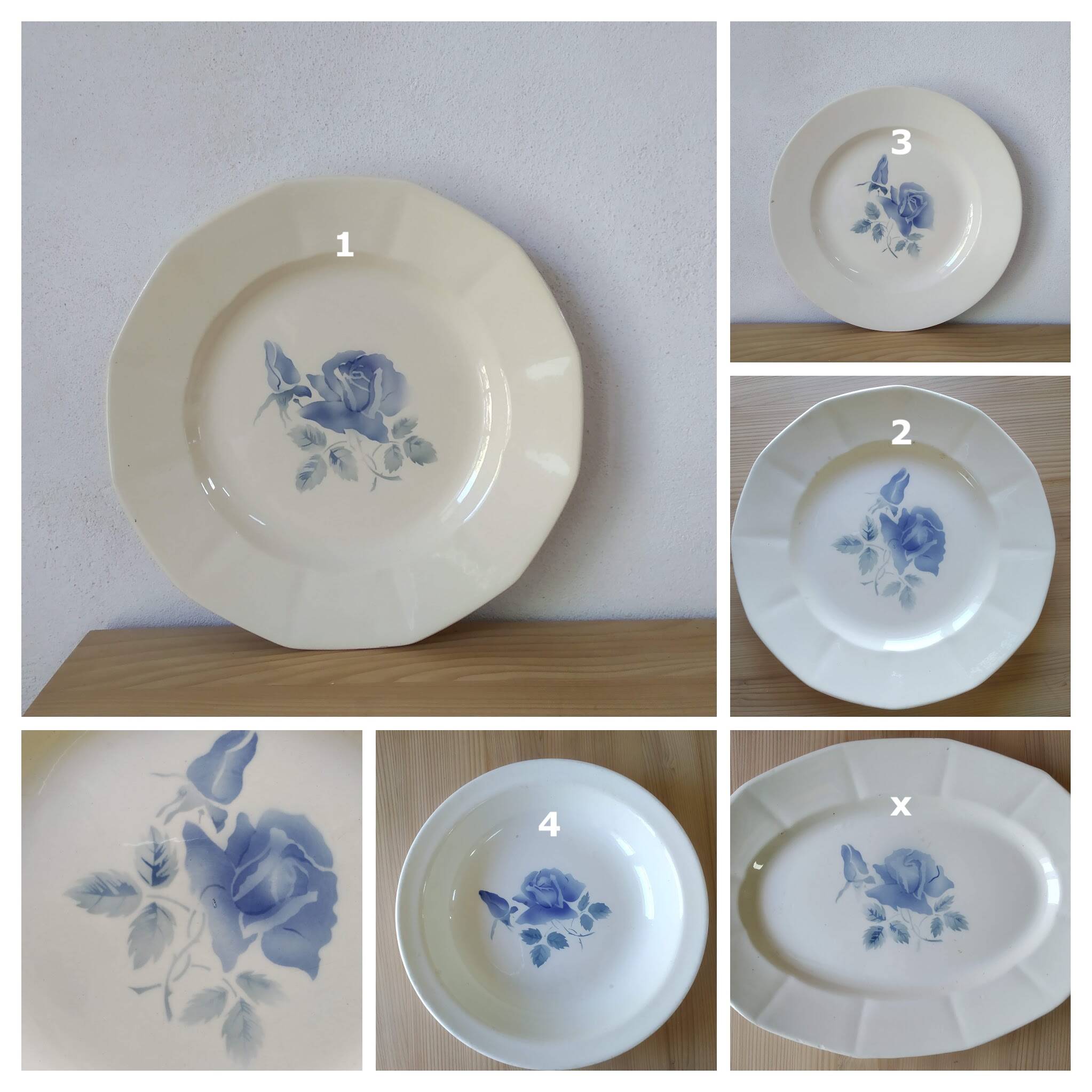 Oval dish Digoin Sarreguemines Blue roses