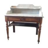 Meuble de salle de bains ancien avec dessus marbre