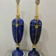 Giulia Mangani Table Lamps — Cobalt Porcelain & Brass, Pair 1990s