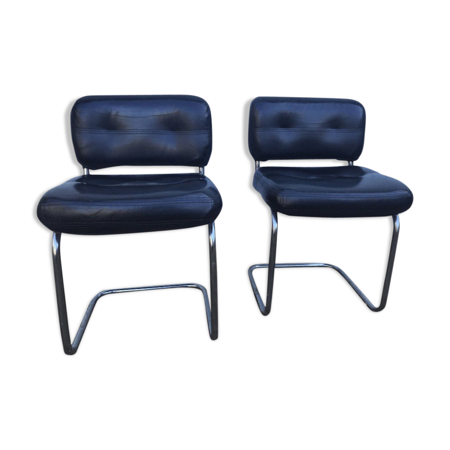 Pair of vintage armchairs 70 black