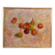 Huile sur toile originale suédoise – “Frukt” par Bente Bjerregaard – datée de 1989 – vintage et encadrée 59 × 70 cm