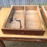Antique solid cherry farmhouse table with 2 front drawers.