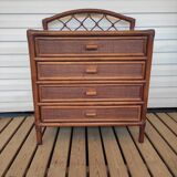 Vintage rattan chest of drawers