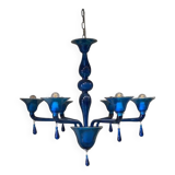 Contemporary Translucent Light-Blue Murano Glass Chandelier