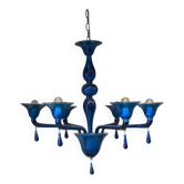 Contemporary Translucent Light-Blue Murano Glass Chandelier