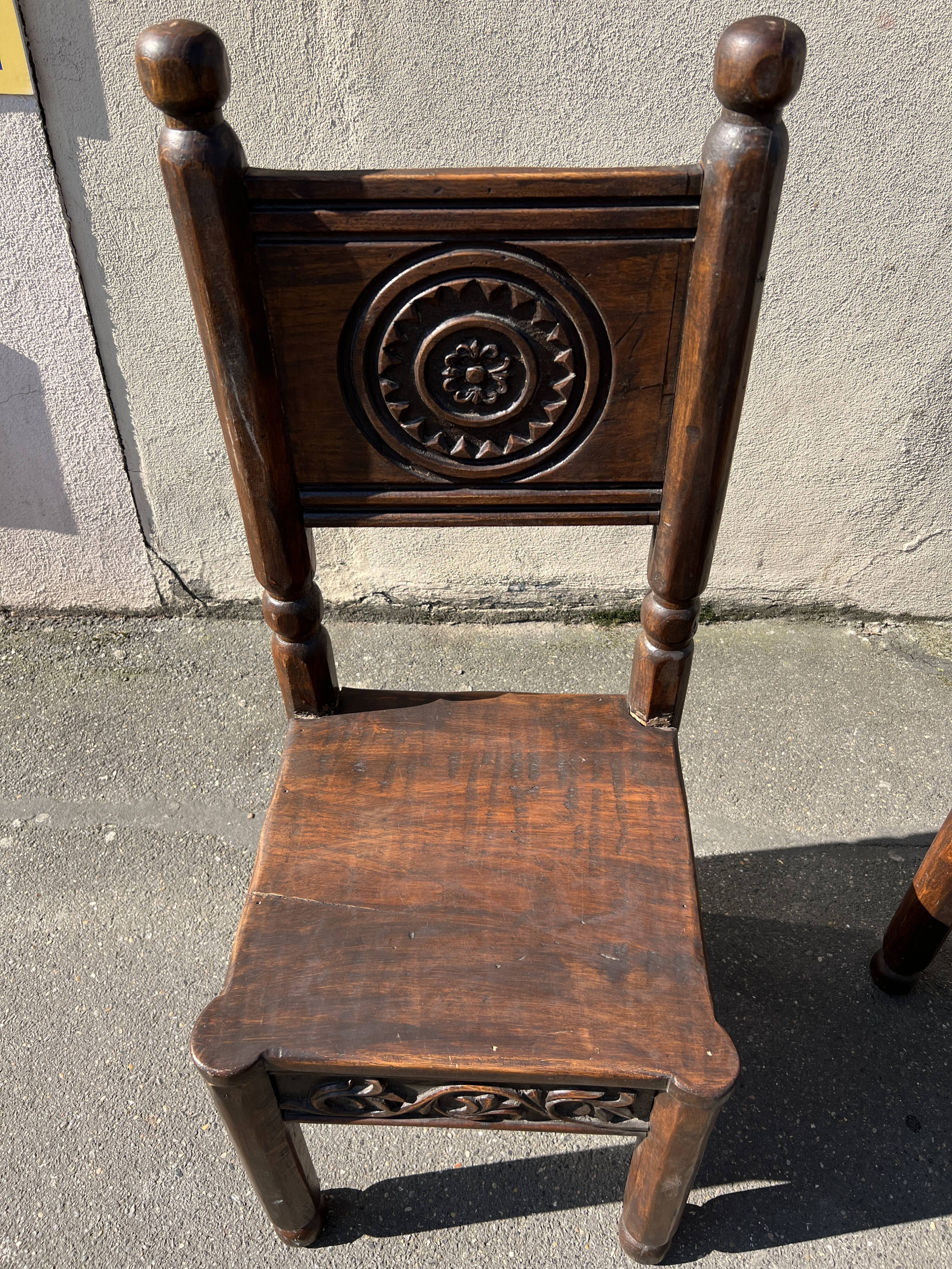 Set of 4 Breton chairs in solid wood