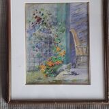 Antique painting depicting a landscape