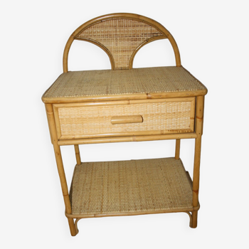 Rattan bedside table with drawer