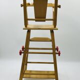 Vintage wooden doll high chair convertible into a walker