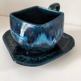 Vallauris style square cup and saucer
