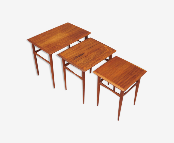 Set of three teak tables danish design, 60's production: denmark