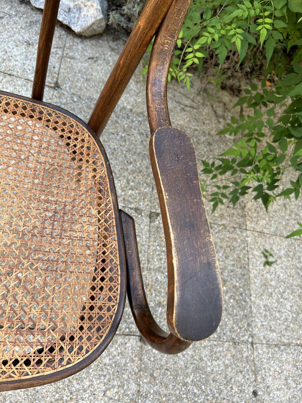 Baumann caned curved wooden armchair, 1900