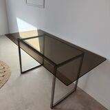 70s metal and smoked glass desk
