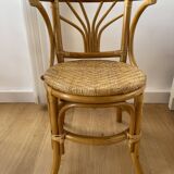 Vintage rattan and bamboo “head to head” table