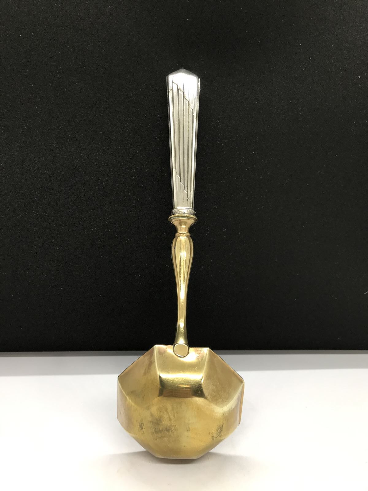 Art deco sauce with silver metal and brass