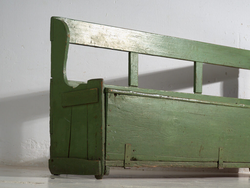 Antique painted pine bank safe – Central Europe, around 1900