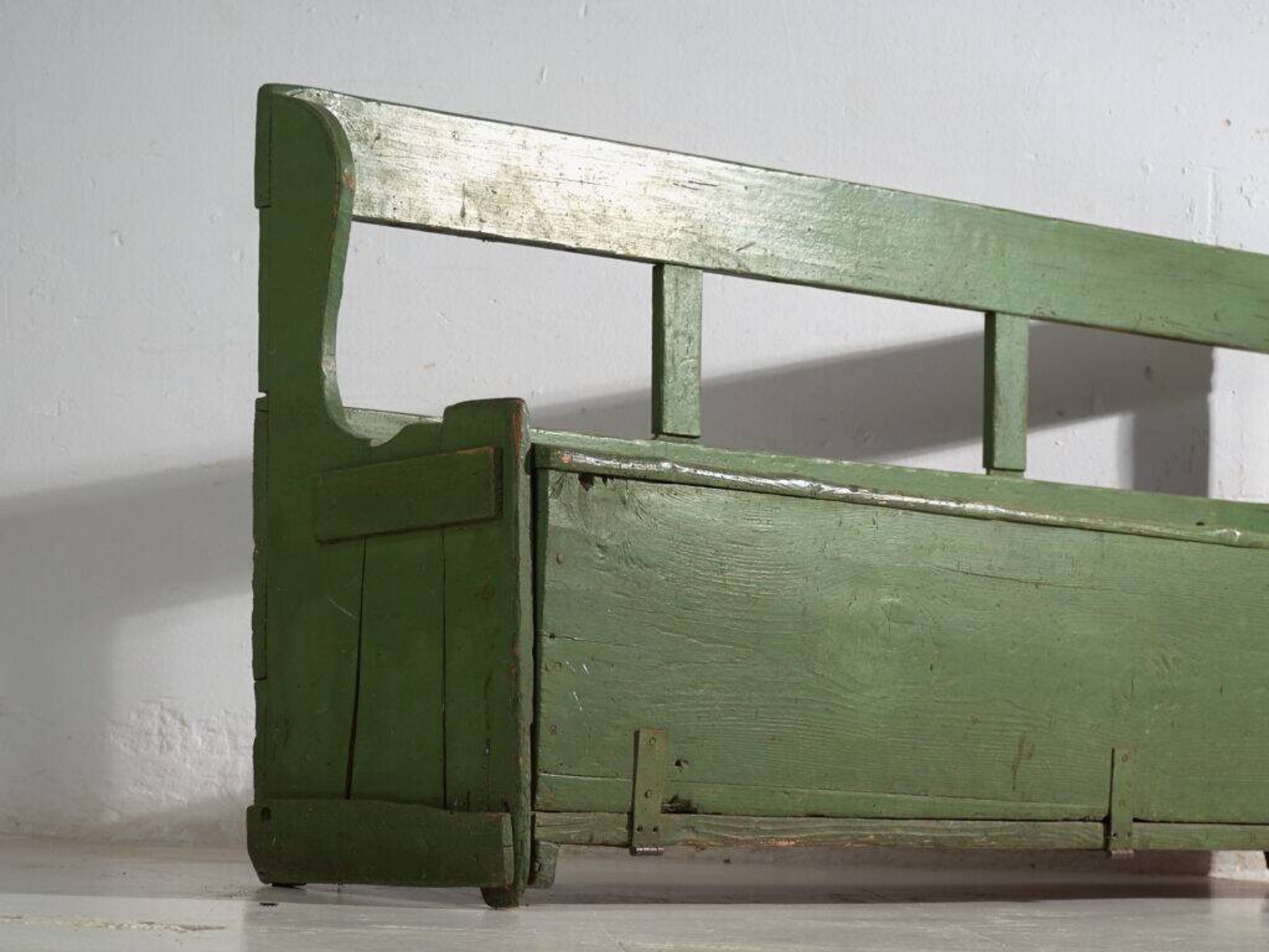 Antique painted pine bank safe – Central Europe, around 1900