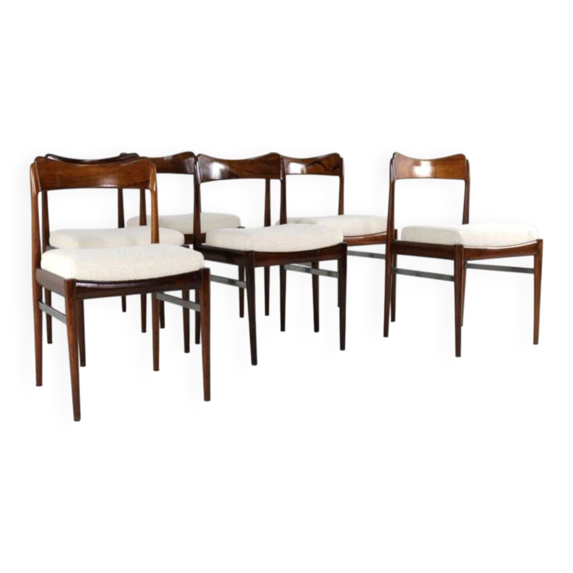 Set of 6 Rosewood AWA Dining Chairs 'Bennekom'  - new upholstery