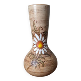 Vase soliflore Vallauris en poterie artisanale au décor floral