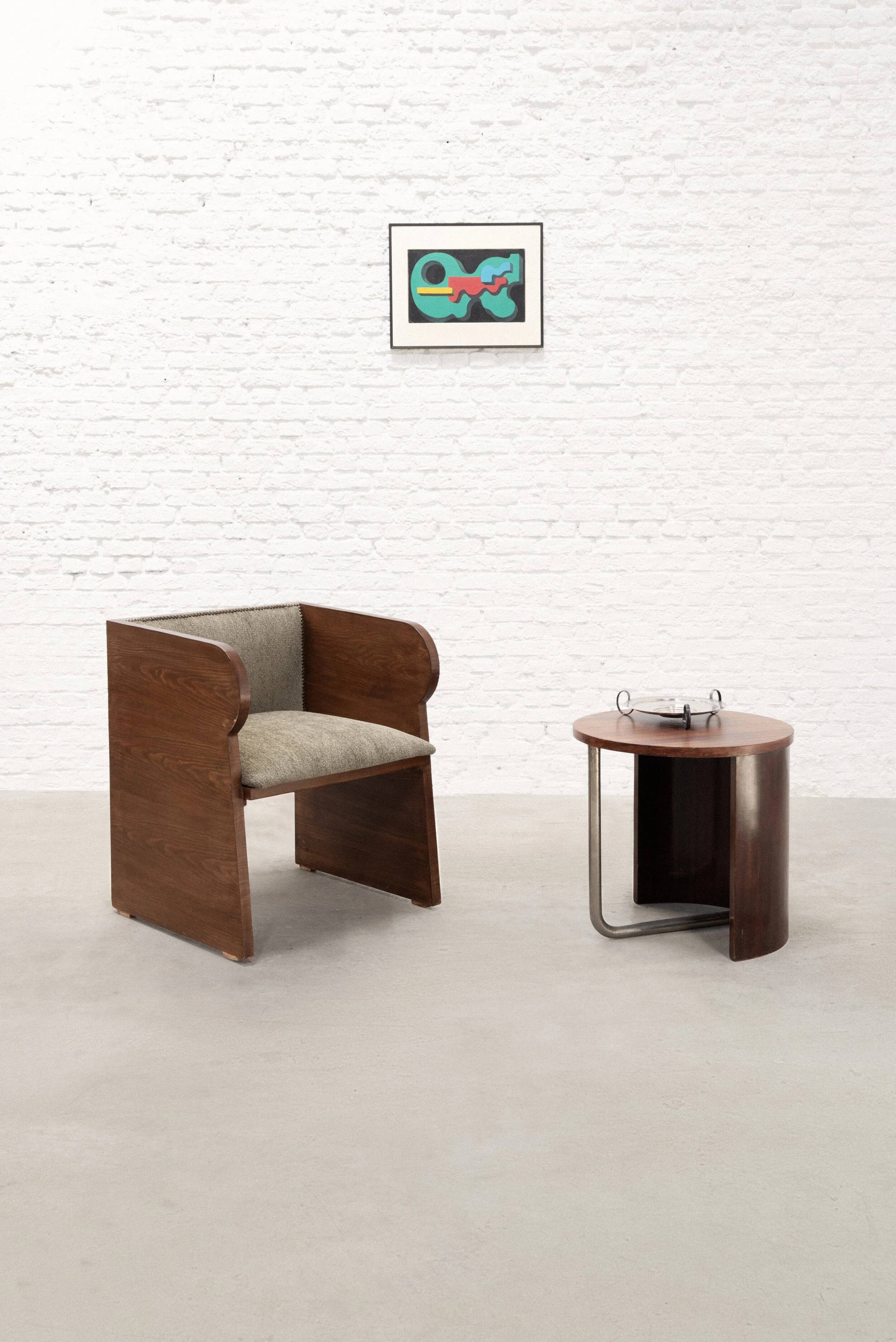 French Modernist Art Deco tubular steel side table, c. 1930s