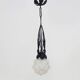 Chandelier, Art Deco suspension in wrought iron and star globe in glass paste.