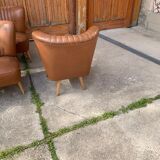 Mid-century sky brown cocktail chairs and sofa, 1950s, set of 4