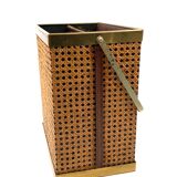 Hollywood regency brass and Vienna straw magazine rack,  Italy 1970