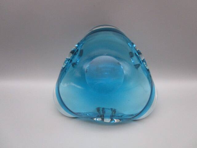 Vintage blue glass ashtray